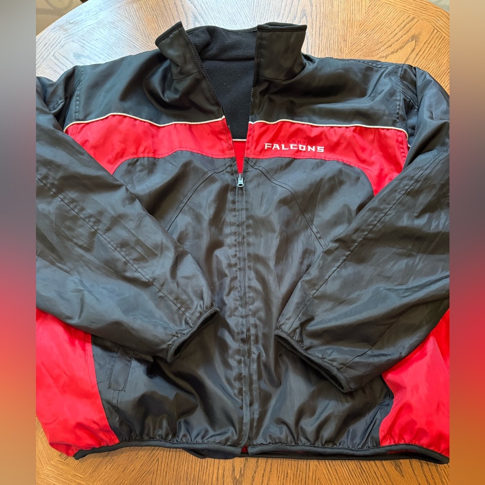 Vintage NFL Atlanta Falcons Black and Red Reversible Jacket 2XL